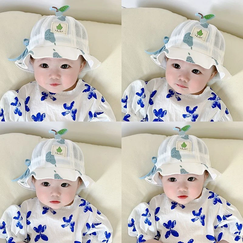 婴儿帽子夏季薄款宝宝渔夫帽遮阳可爱婴幼儿防晒帽春男女童太阳帽