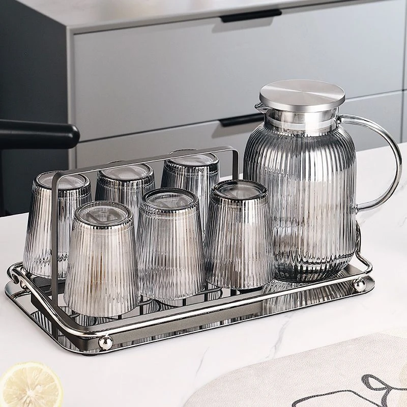 【粉丝福利】1壶6杯冷水壶大容量凉水壶玻璃家用冷泡茶壶不锈钢盖