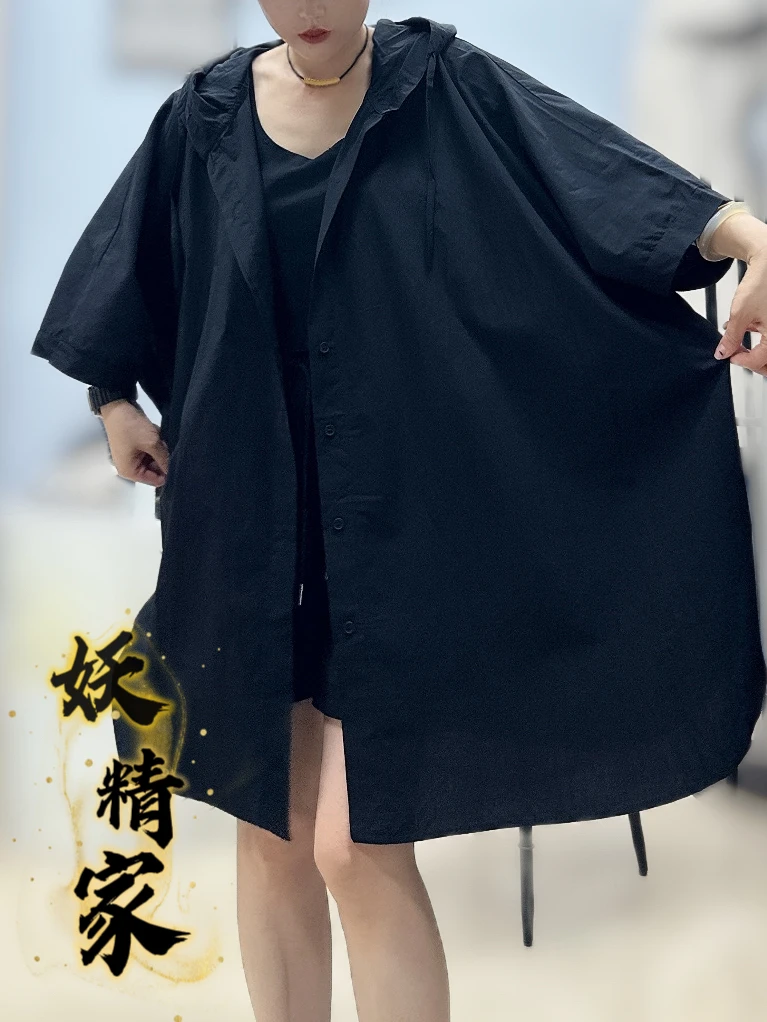1017【妖精家】休闲外穿连帽衬衫外套女新款夏季薄款宽松防晒衣