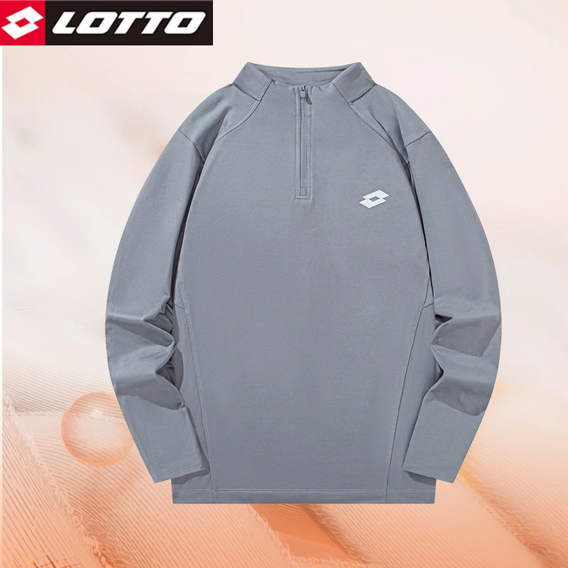 LOTTO/乐途秋冬抓绒长袖时尚半高领拉链卫衣情侣同款加绒套头衫男