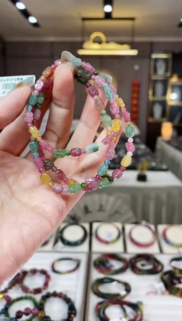 【闪购商品】碧玺貔貅三圈手串未镶嵌一物一证D多样性发货一条