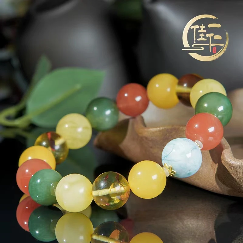 直播同价）天然多宝手串单圈网红男女款手串和田玉首饰（正品带证
