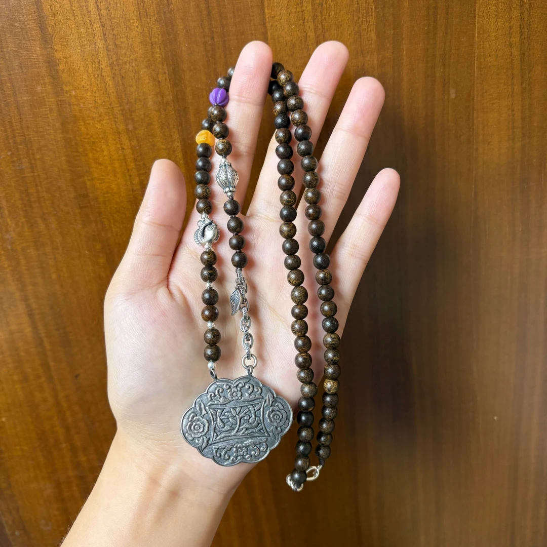 吊坠925银 原创设计款民族风编绳女款锁骨链吊坠颈饰6mm