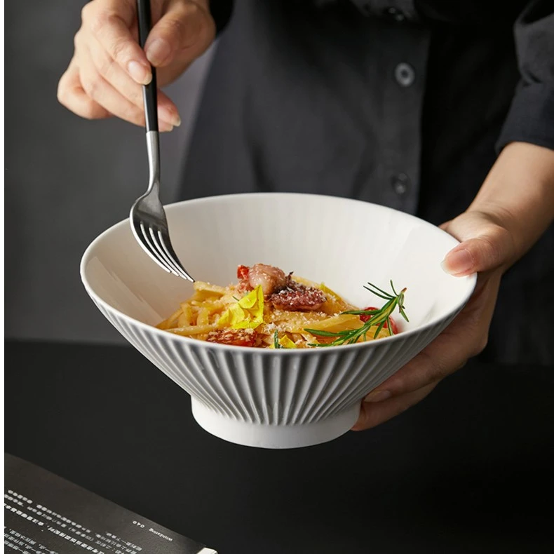 丹迪灰7英寸拉面碗组合装创意简约陶瓷大碗网红个性渐变灰斗笠碗