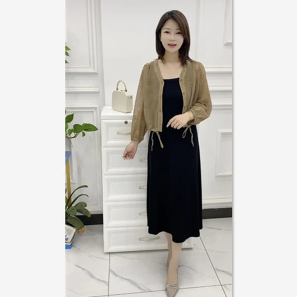 B809#秋款百搭时尚休闲气质显瘦上衣连衣裙套装