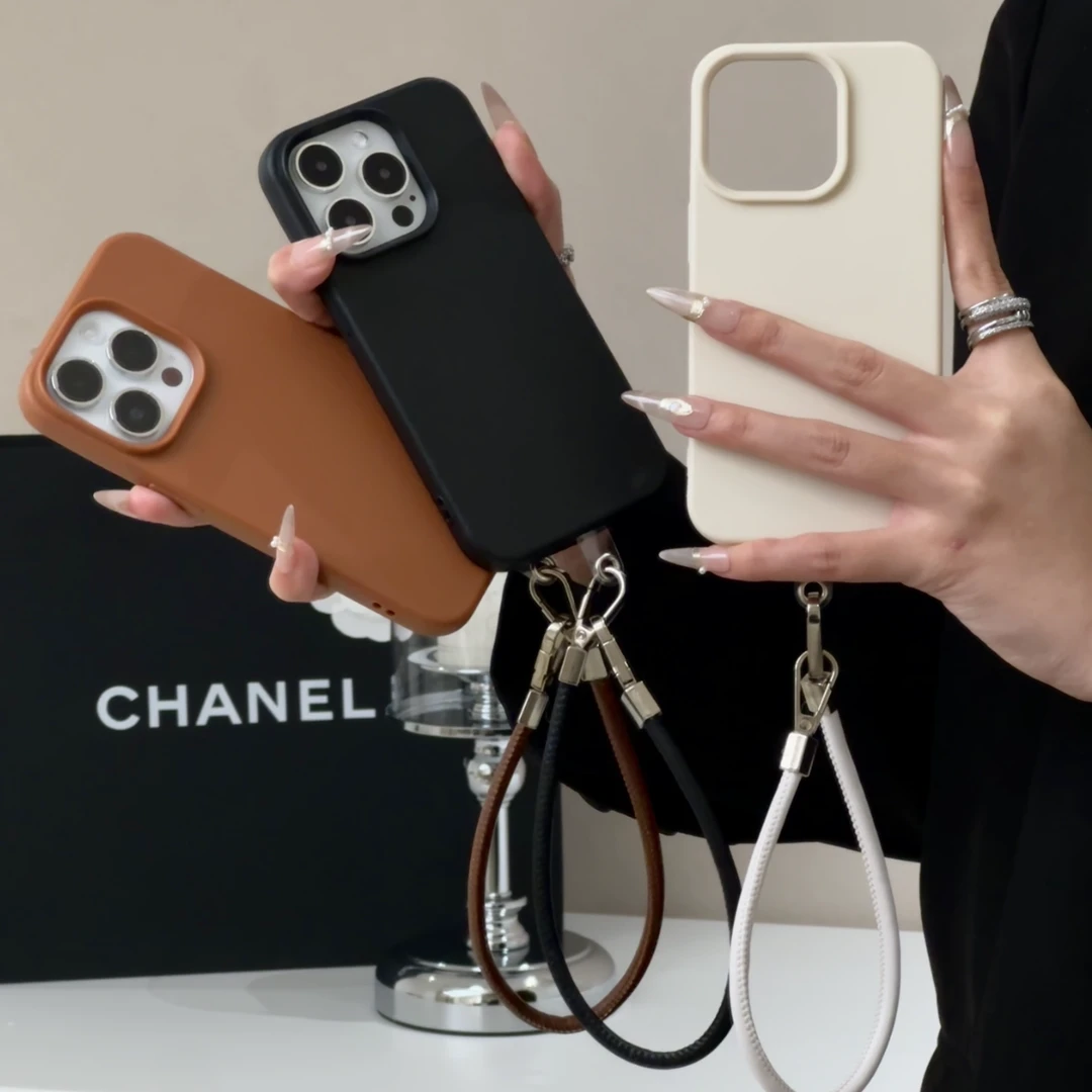 奥菲顿ins创意防丢皮绳适用iPhone16/15pro荔枝纹手机壳苹果14套