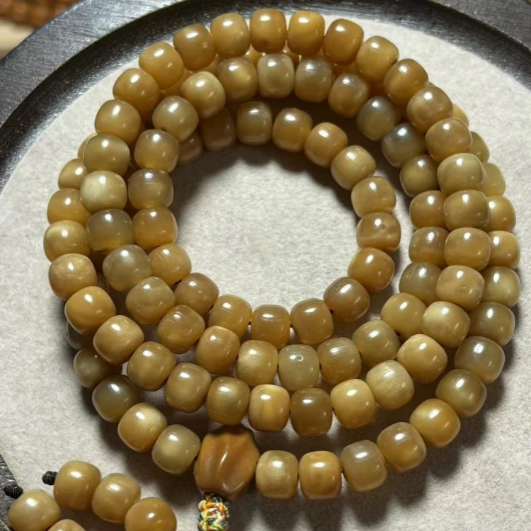 原生态龙脊菩提根108颗长条念珠干磨玉化桶多圈男女可戴