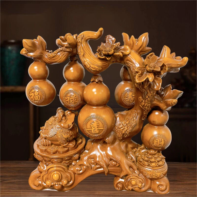 五福临门葫芦摆件客厅酒柜玄关摆件开业乔迁新居礼品[30*13*30]