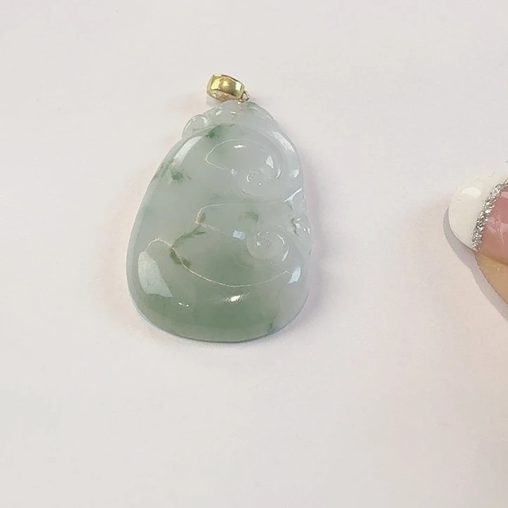 翡翠颈饰18K金镶嵌吊坠