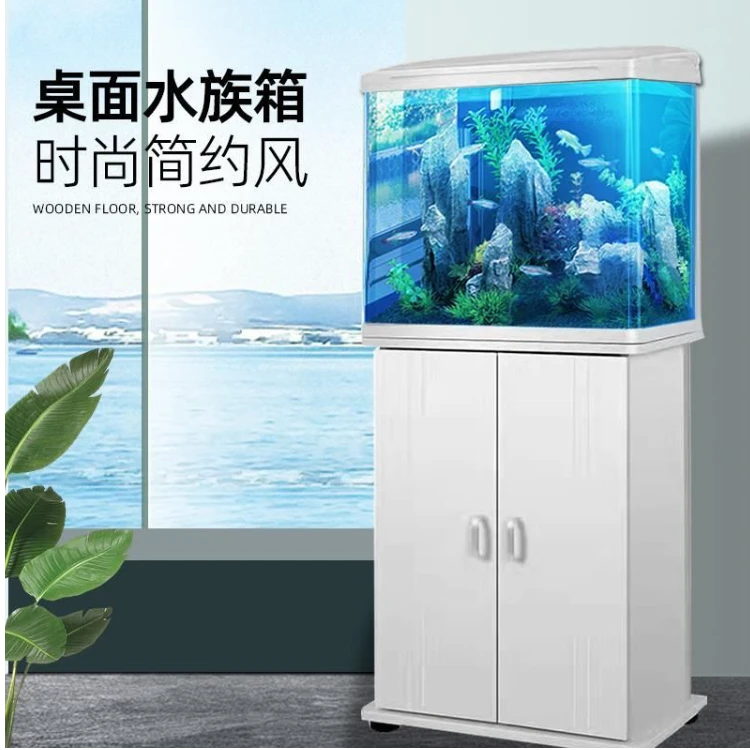 鱼缸带底柜高清玻璃金鱼缸落地家居造景鱼缸三合一过滤懒人生态缸