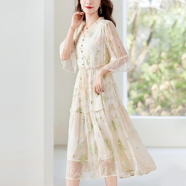 【77专属】百搭气质显瘦桑蚕丝连衣裙82497018