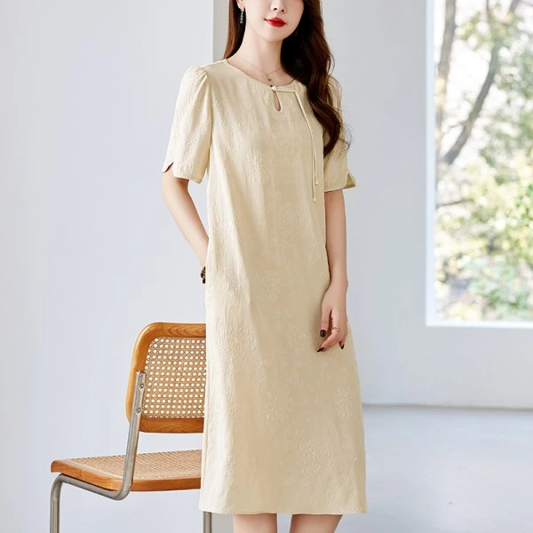 【77专属】时尚显瘦百搭桑蚕丝连衣裙82497218