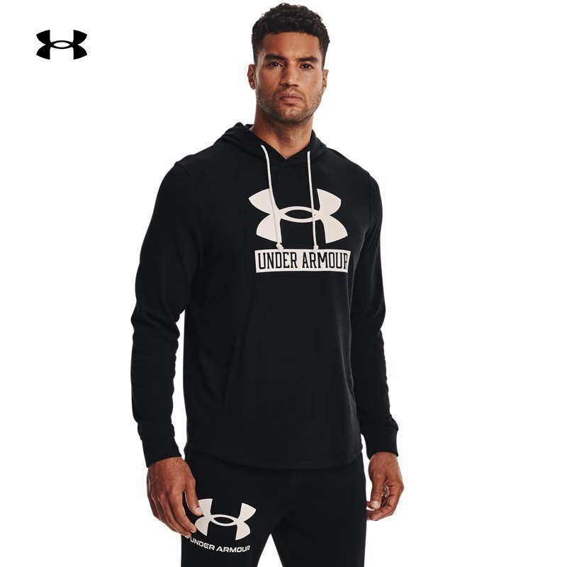 Under Armour/安德玛新款Rival男子连帽训练运动跑步宽松套头卫衣