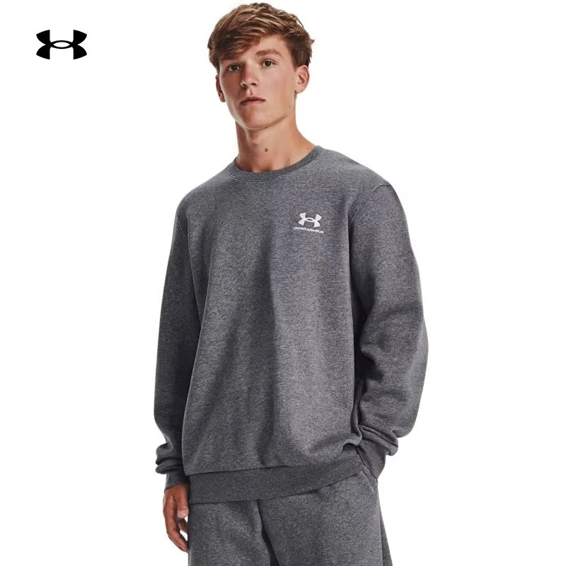 安德玛男士春季抓绒保暖圆领卫衣经典小LOGO休闲百搭长袖打底上衣