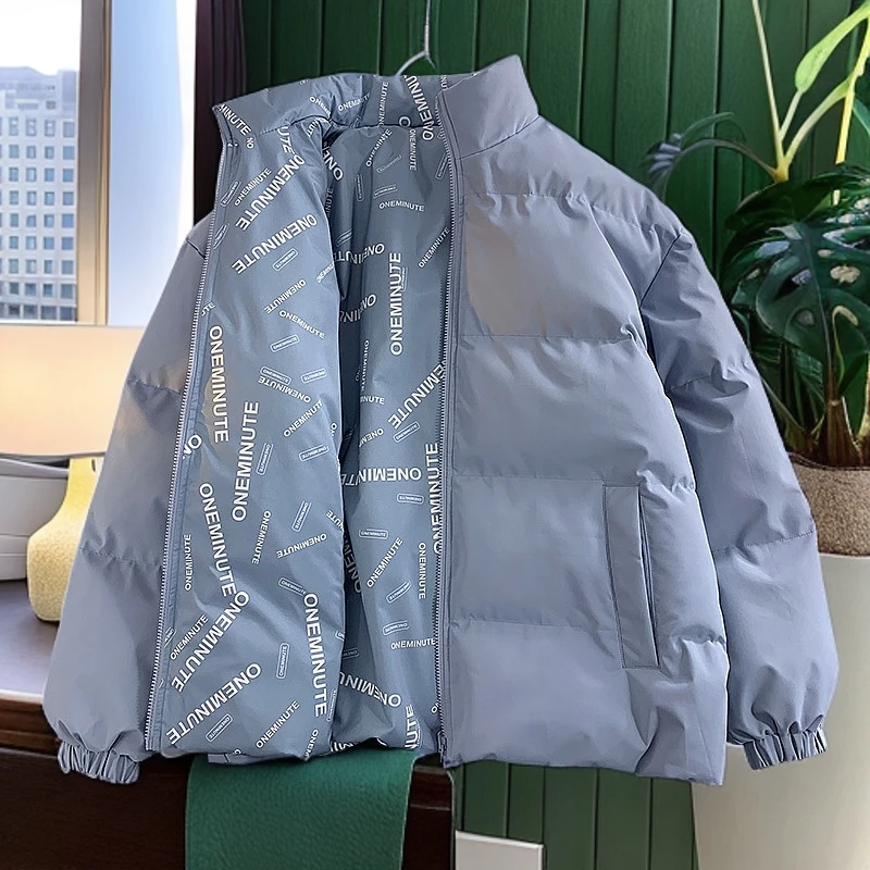 双面穿情侣款潮流冬季立领加厚休闲男保暖韩版短款男士耐磨棉衣服