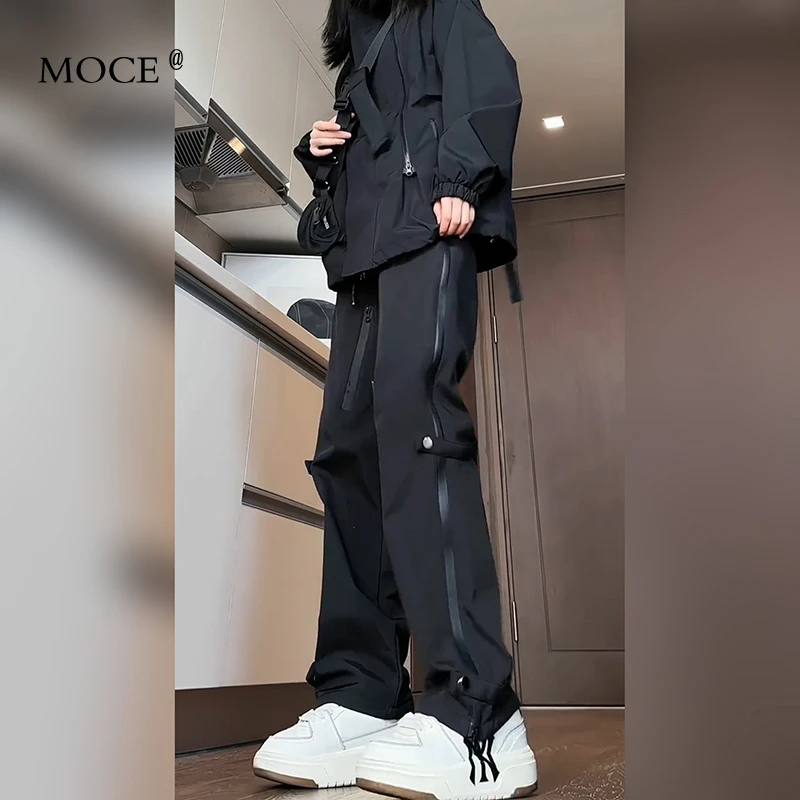 美式软壳冲锋裤男春秋季侧边拉链设计感工装裤子户外徒步登山裤