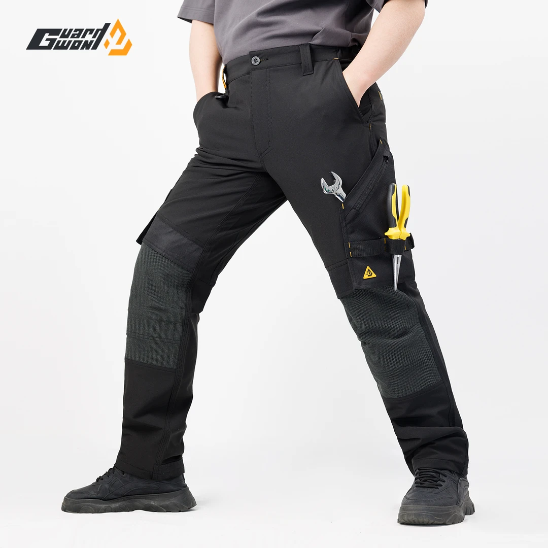 王婆瓜新款阳离子弹力工装裤春秋耐磨防护收纳工具休闲帅气工作裤