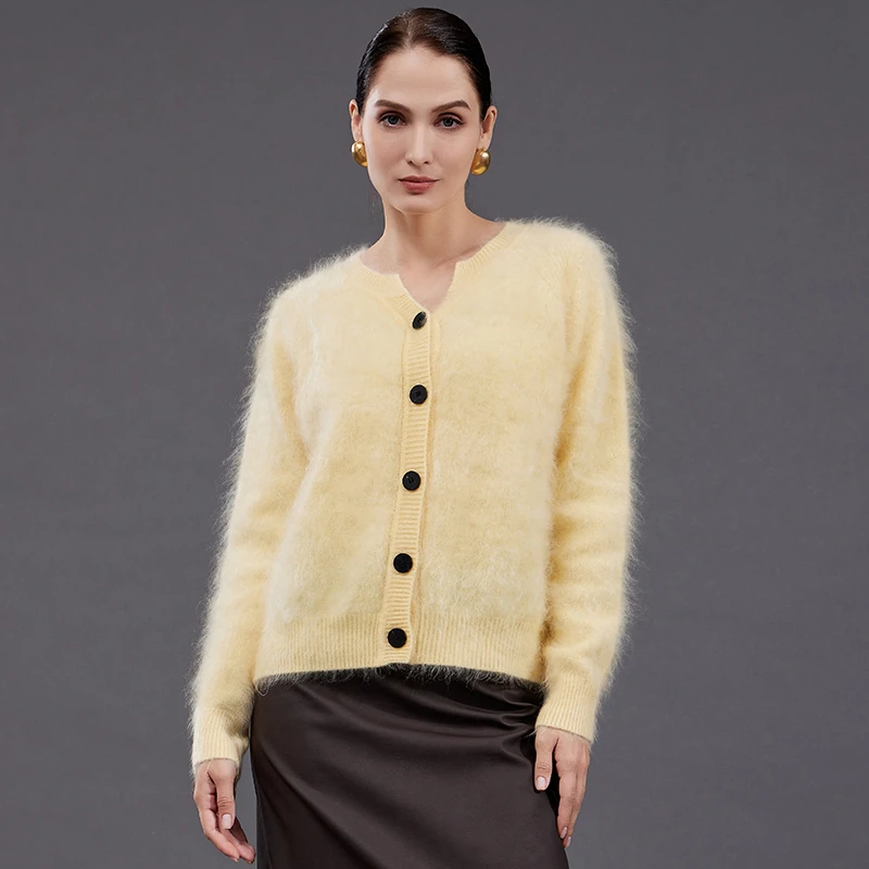 加厚开衫女100%纯山羊绒水洗红色羊绒衫v领秋冬款羊绒毛衣长袖