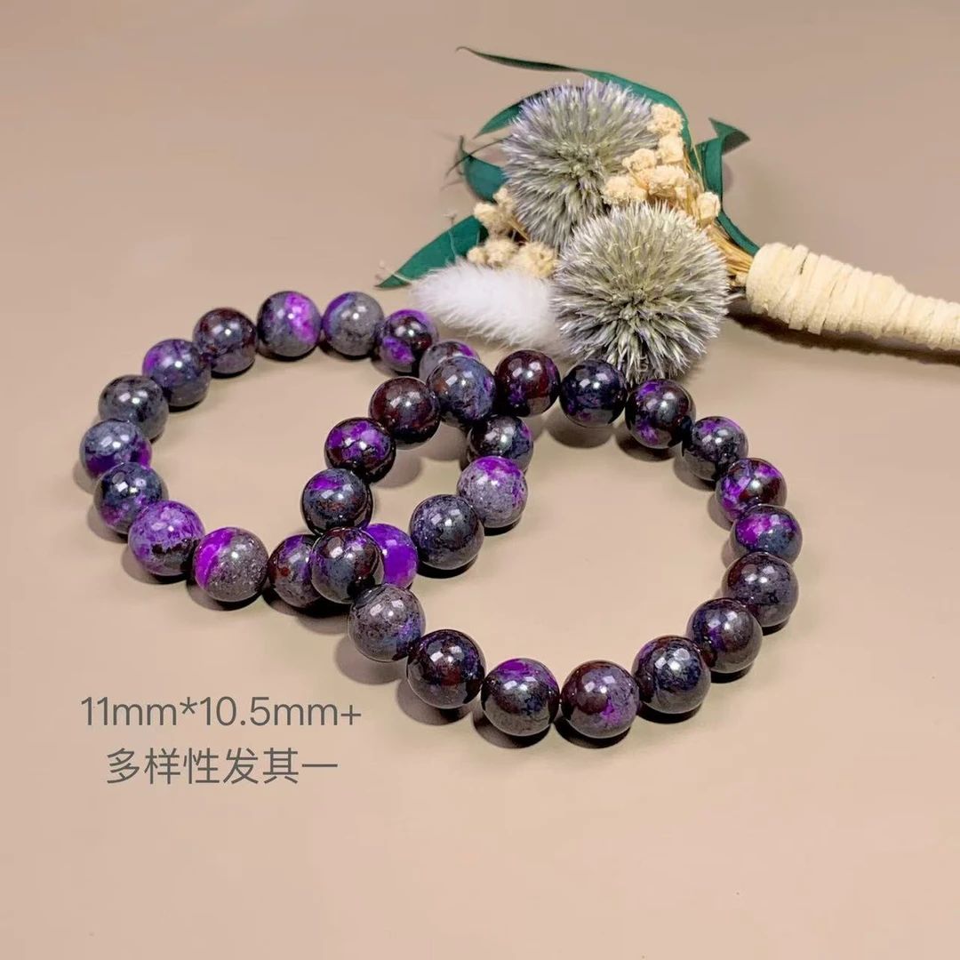 潮生石丨舒俱来丝绒圆珠手11mm*10.5mm+/多样性发其一/C01379