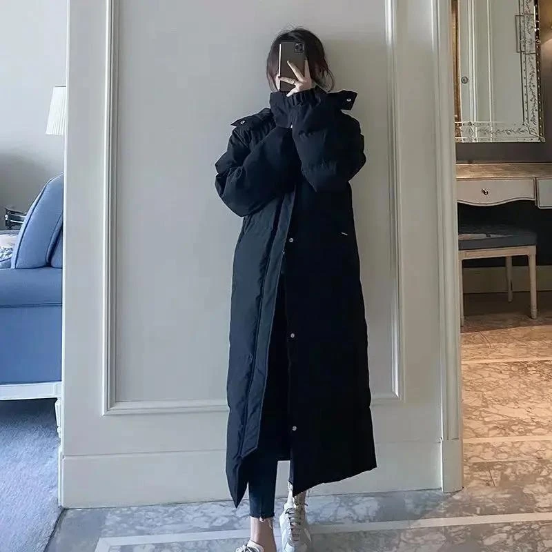 羽绒羽绒服女中长款过膝加厚2023冬季新款东大门中戏情侣款大码宽