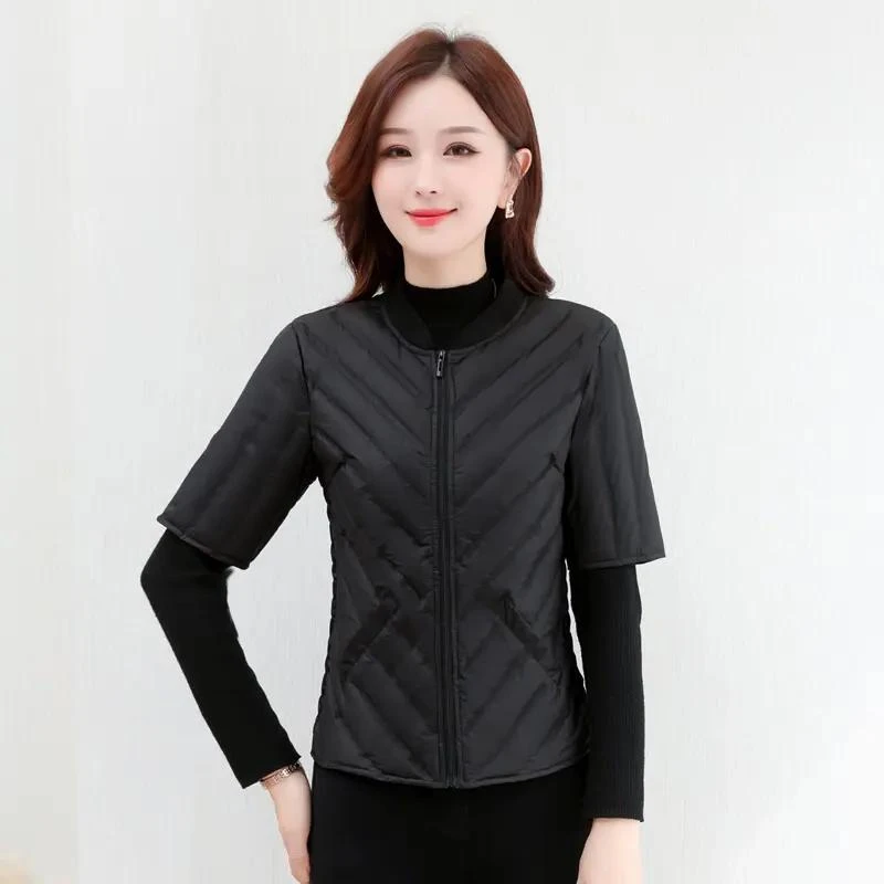伊曼羽绒马甲女款2023新款半袖羽绒服内胆短袖五分修身保暖背