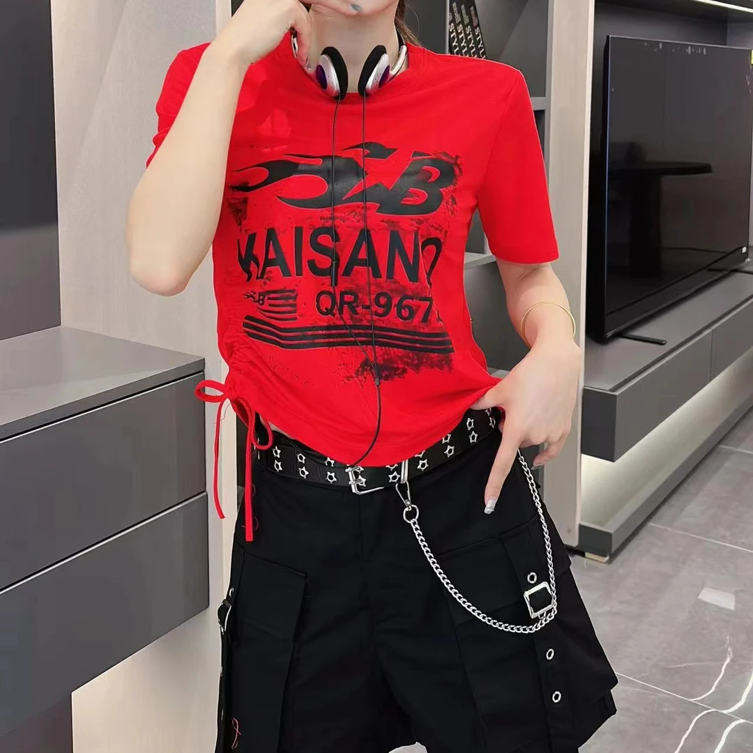 N新品1157抽绳印花T恤女款