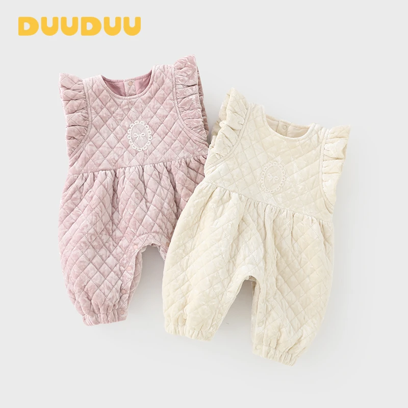 DU贝嘉乐【高定版】春秋新款小飞袖连体衣背带裤夹棉婴幼儿外出服