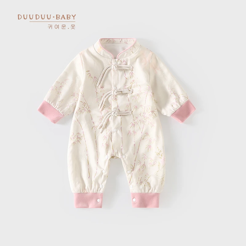 DU贝嘉乐【高定版】秋季新款双层无骨连体衣唐装婴幼儿新中式外出服