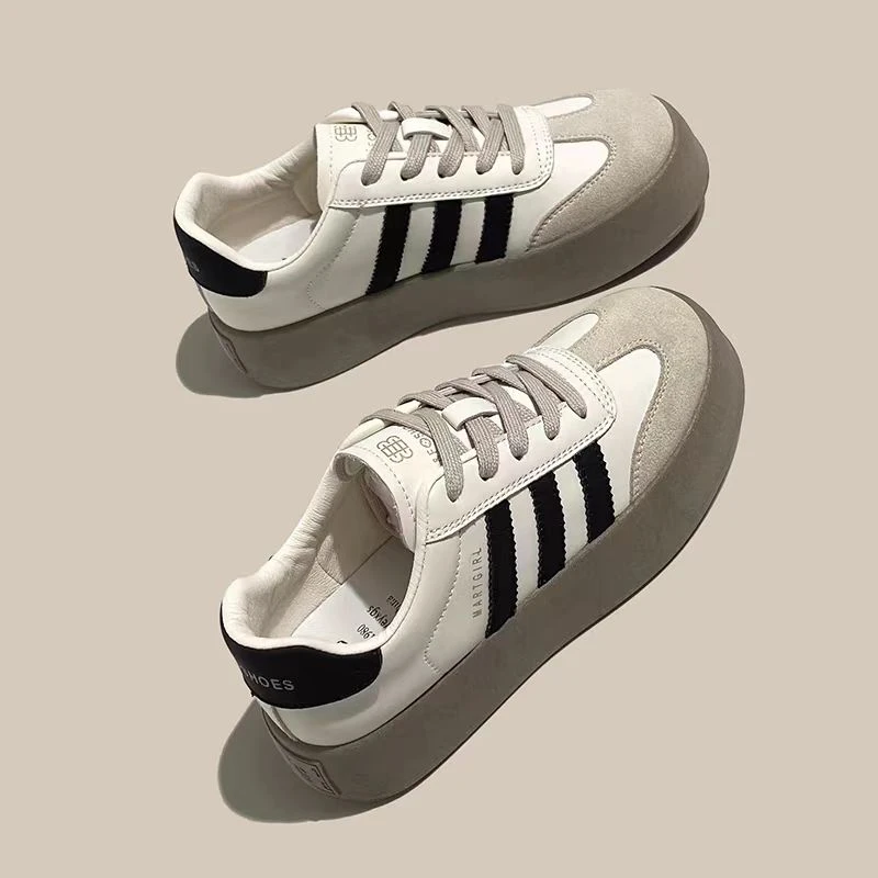 【新光夫妇专属】三条杠德训鞋女2024新款秋季厚底百搭内增高休闲