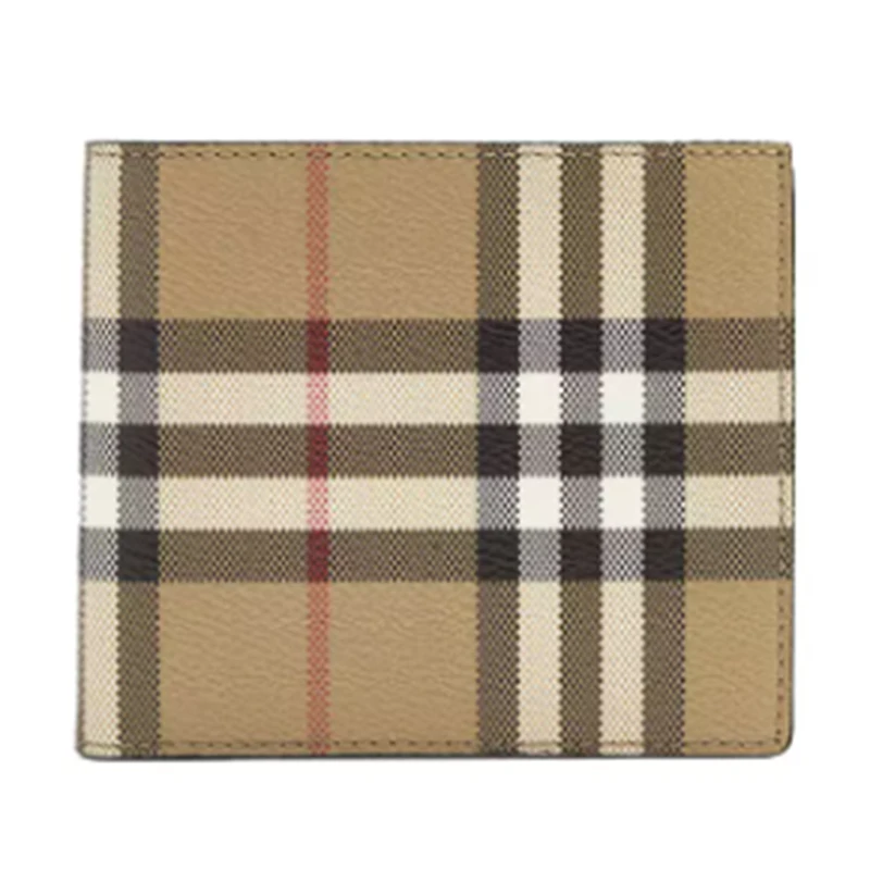 BURBERRY/博柏利巴宝莉男士经典格纹拼皮钱包双折情侣款8084174