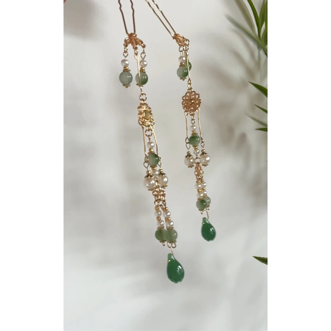 南枝汉服发簪墨竹古风点缀发钗汉服小钗U钗汉服头饰配饰百搭发饰