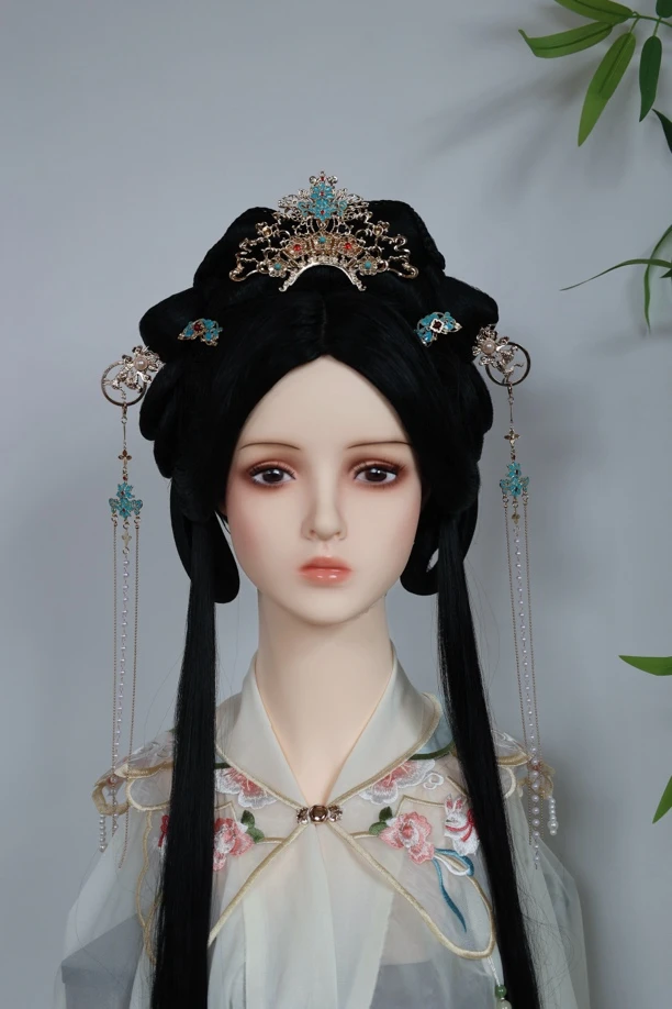 南枝原创烧蓝古风发饰汉服头饰步摇流苏套装全套发冠明制唐宋配饰