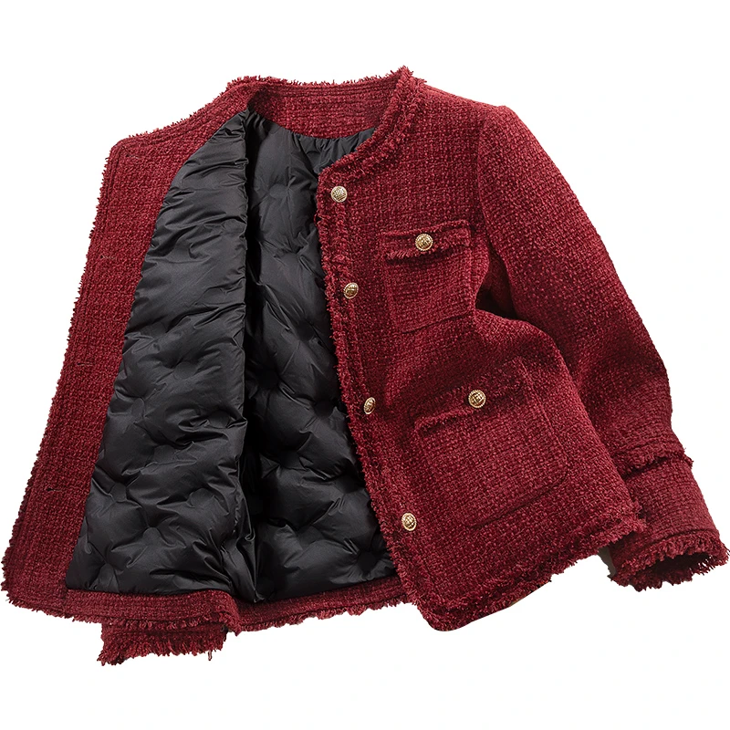 丝柏舍2024冬装新款女装小香风优雅单排扣90绒羽绒外套S43B4838Y