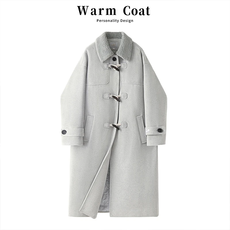 丝柏舍2024冬装新款女装外套翻领休闲气质牛角扣大衣S34B5765D