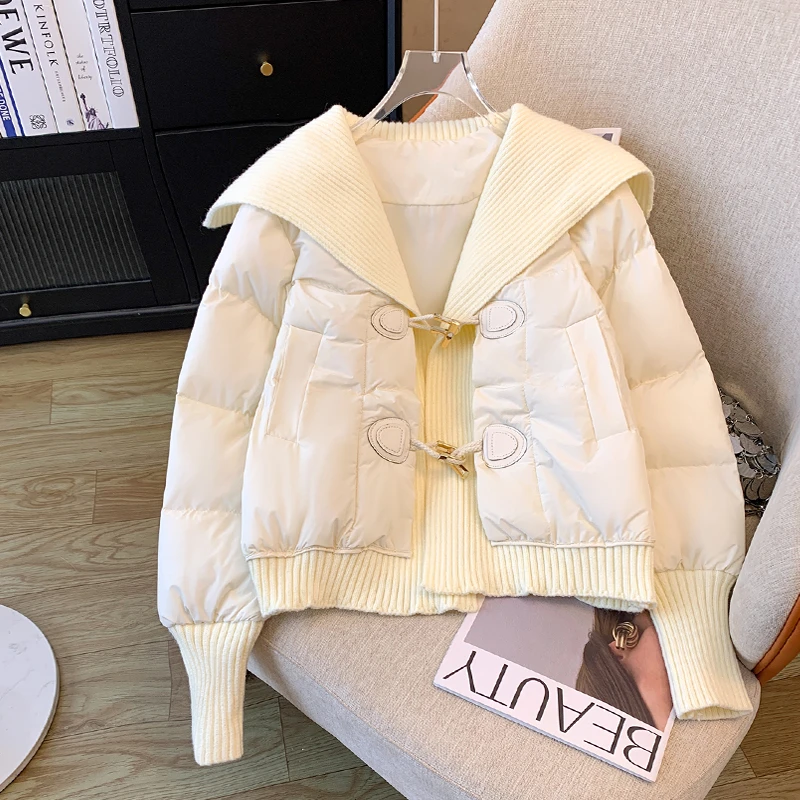 2023冬季新款时尚短款白色小香风棉服女大码胖mm显瘦百搭棉衣外套