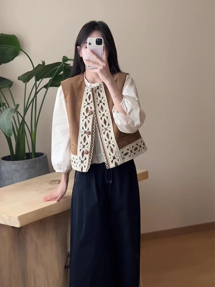 2024秋季一整套女高级感新中式国风刺绣开衫马甲上衣休闲裤三件套