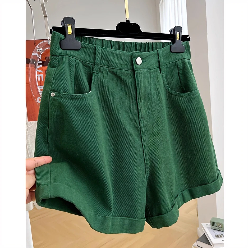 复古显瘦高腰牛仔短裤女夏季新款大码胖mm直筒阔腿裤百搭休闲裤子