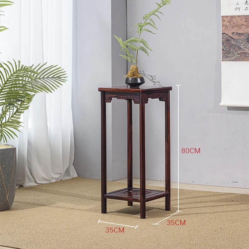 黑酸枝新中式家用简约花几花架 35-35高80