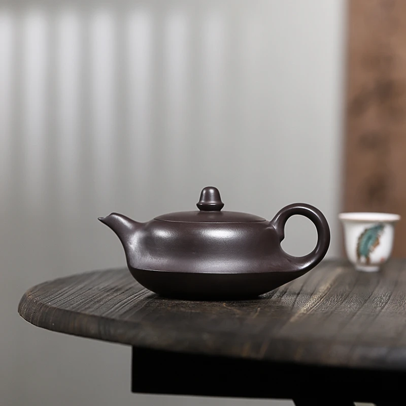 百世堂宜兴紫砂壶原矿老紫泥大口壶一帆风顺壶曲壶380c