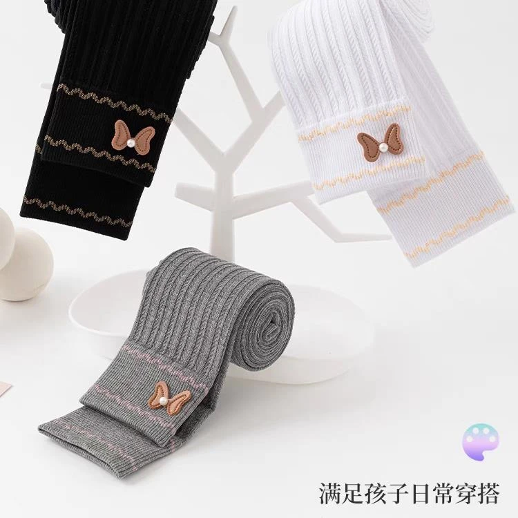 女童打底裤春秋儿童棉宝宝秋裤九分灰色中小童长裤子外穿洋气1427