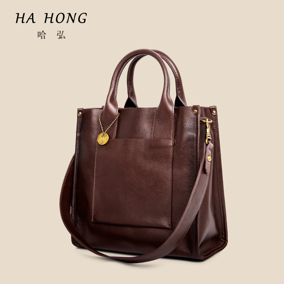 梧桐新款托特包大容量时尚植鞣头层牛皮宽肩带可单肩手提包随心背