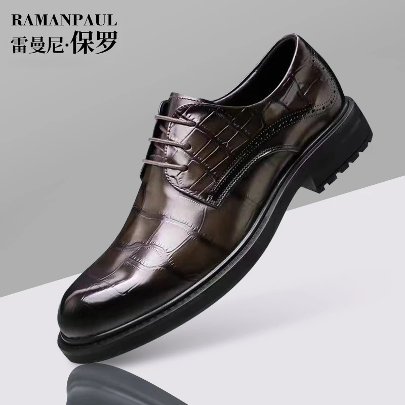 雷曼尼保罗品牌真皮春季新品新款男士商务休闲百搭系带皮鞋8318