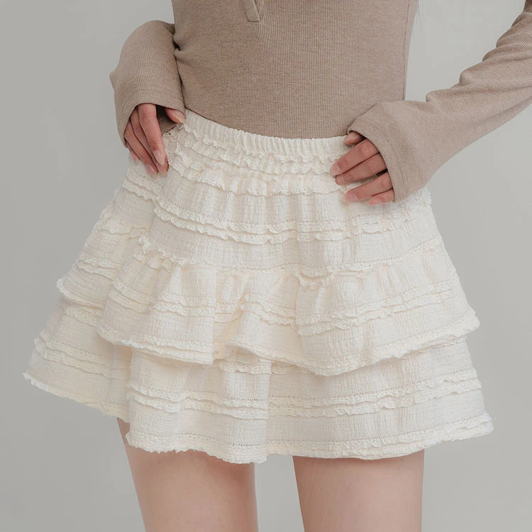 蕾丝芭蕾风半身裙女早春秋2024新款蛋糕裙蓬蓬裙高腰蛋糕裙半身裙