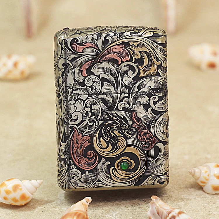 ZIPPO打火机 唐草龙 煤油打火机 DYJ1