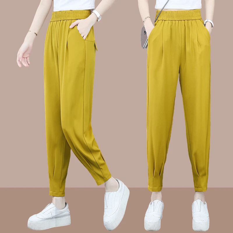 2025夏季新宽松薄款抖抖裤休闲裤显瘦束脚九分裤运动裤子哈伦裤女