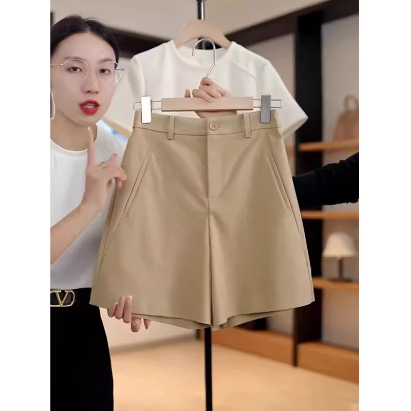 简约设计高腰时尚洋气女装五分裤2025夏季新款百搭直筒a字休闲裤