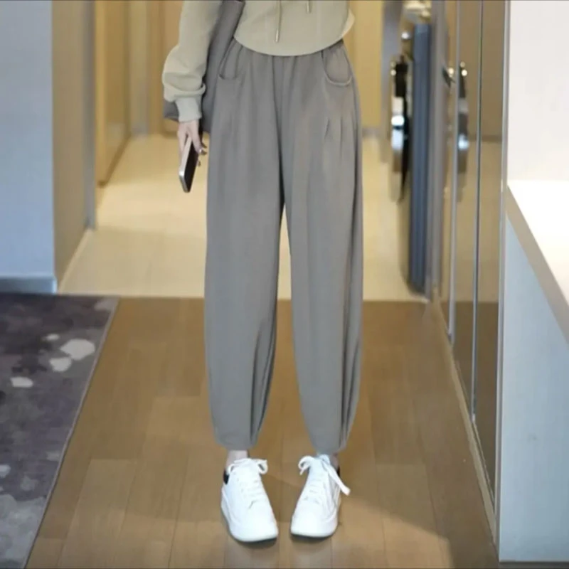 宽松显瘦垂感慵懒风休闲弯刀裤2025春秋季新款职业通勤女装哈伦裤