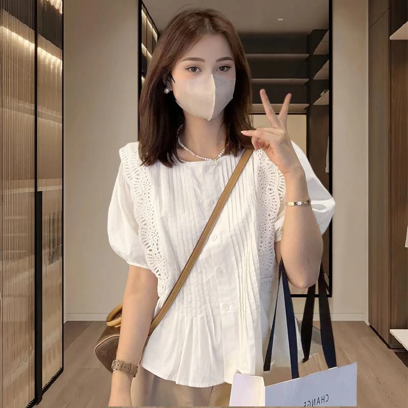 短袖衬衫女款百搭外穿爆款2025夏季新款法式时髦上衣气质白色衬衣