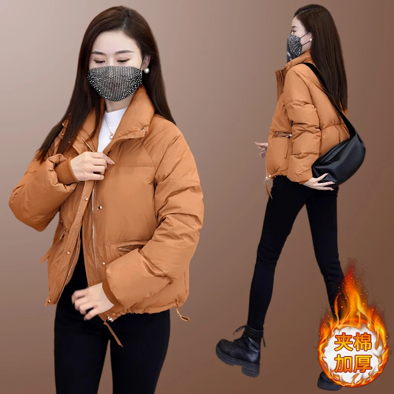 冬季短款加厚棉服外套女爆款2025新款高级感立领开衫派克服棉衣女
