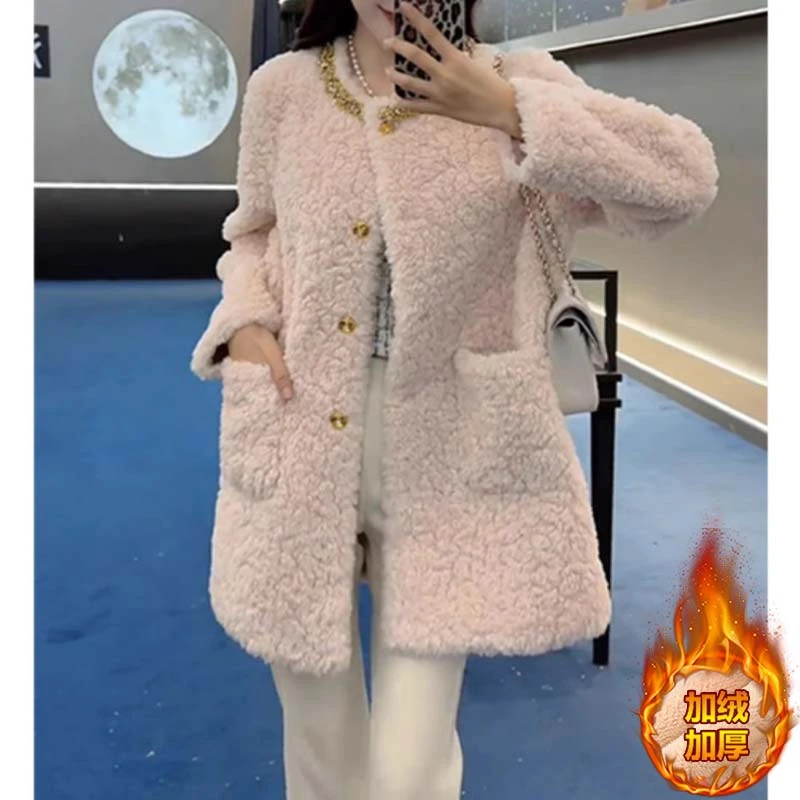 韩版设计感休闲毛毛外套女2024秋冬季新款时尚高级感加厚保暖大衣